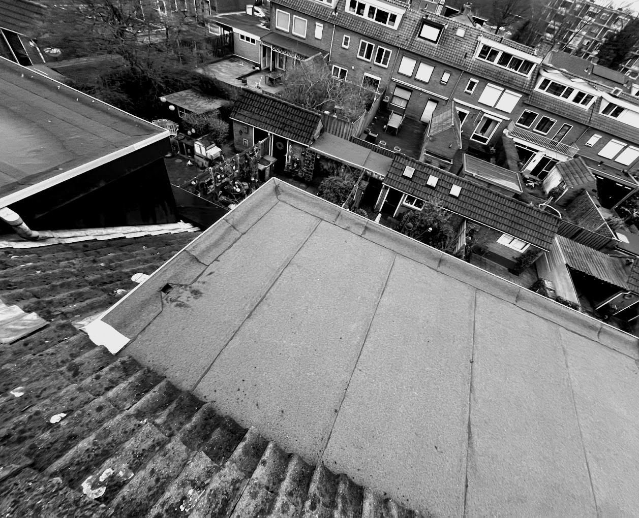 Luchtfoto over daken in Arnhem